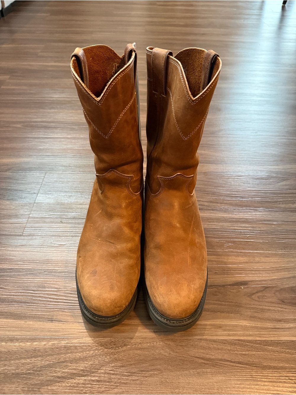 Justin Boots Men's Tan Brown Leather Cowboy Work Boots